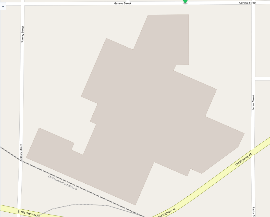 Street map showing site location on Highway 42 Bypass